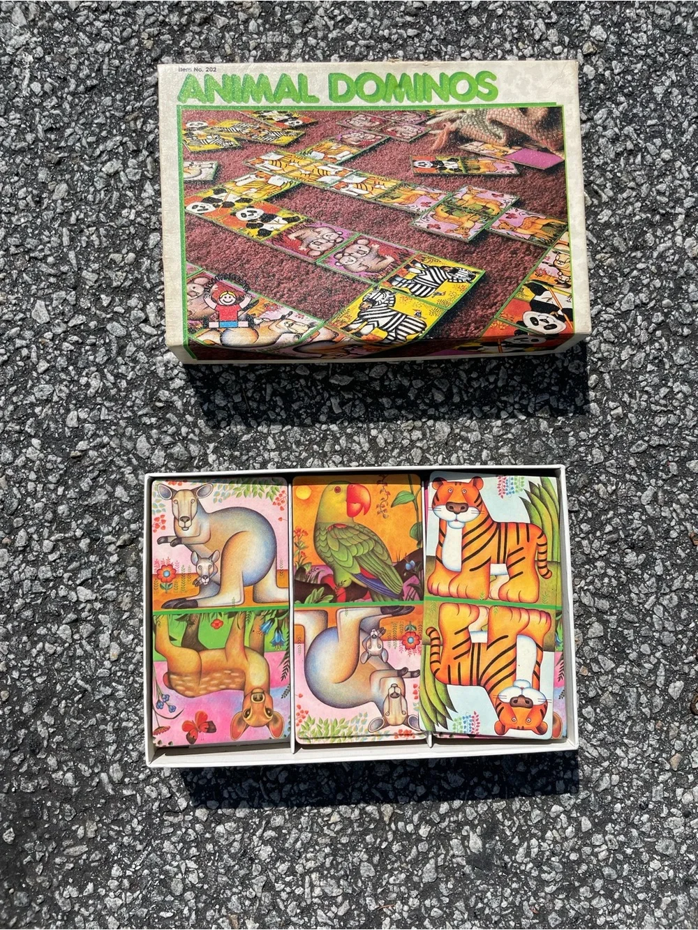 Vintage Animal Dominos - Green and Yellow Box